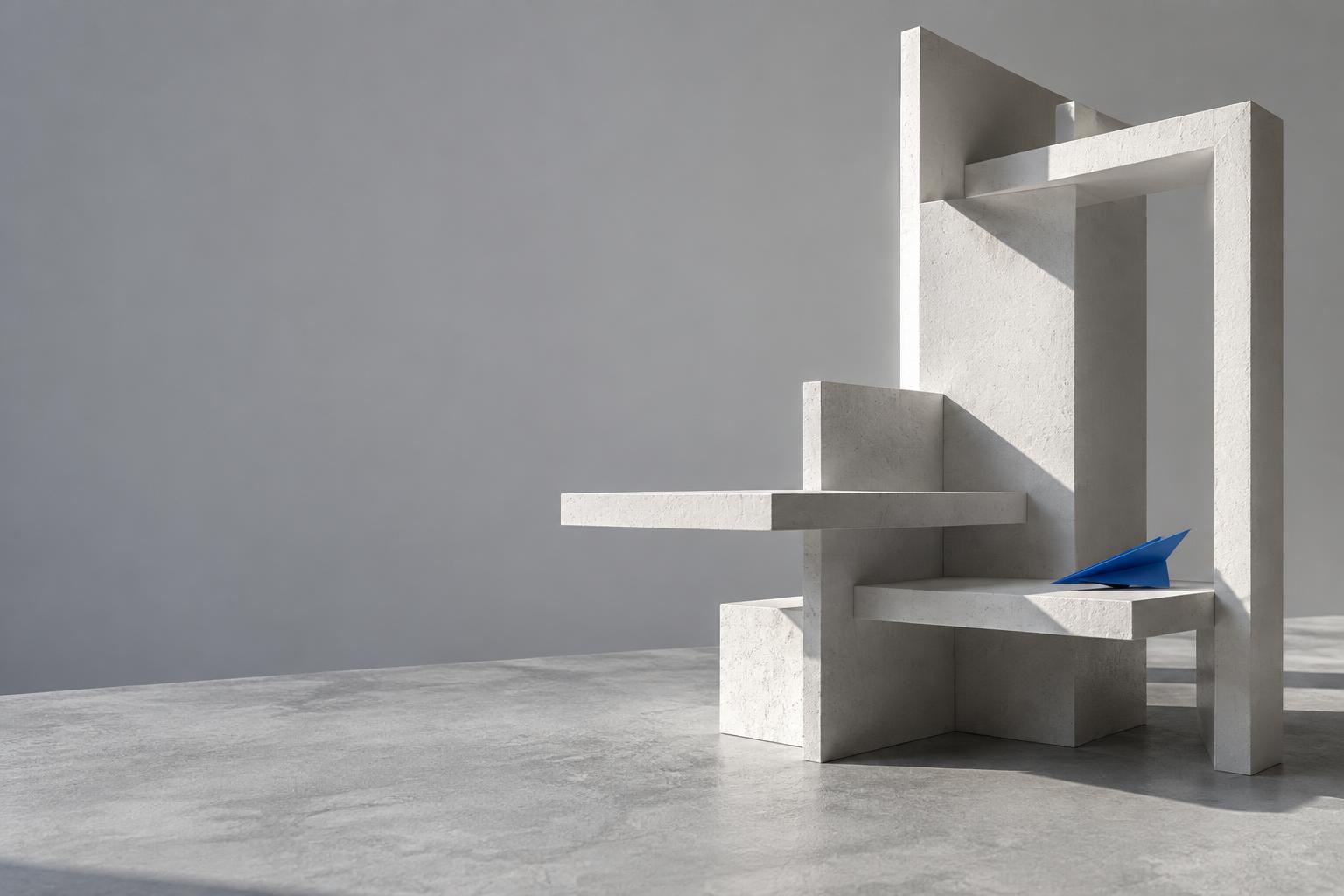 Abstract architectural study of sculptural planes, light and shadow
